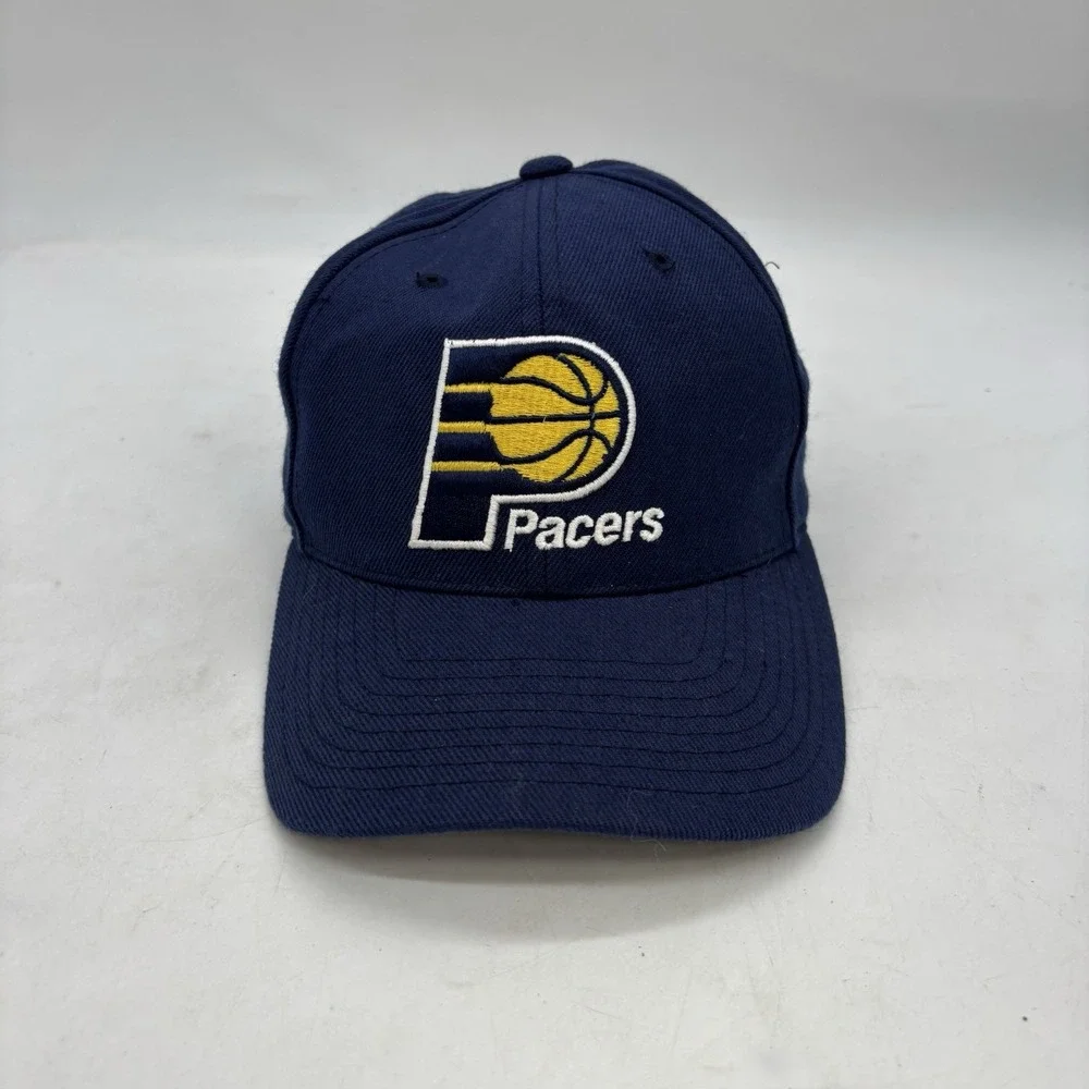 VTG Sports Specialties Indiana Pacers Snapback Hat NBA Plain Logo Blue Wool Cap